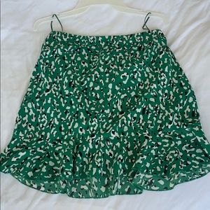 Super down green leopard skirt
